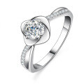Silver D Color Moissanite Flower Ring, 1 Carat, Live Stream Wholesale-0-2