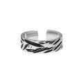 wholesale S925 Sterling Silver Black Drip Glaze Textured Minimalist and Versatile Open Adjustable Ring for Women with Original Niche Design-0-4
