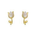 wholesale 925 Sterling Silver New Mini Tulip Flower Ear Studs, Korean Style, Chic and Unique-0-4
