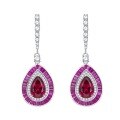 wholesale Sterling Silver Zhuo Zhifan Jewelry New 3ct Teardrop 8*12 Pigeon Blood Red High Carbon Diamond Earrings, European and American Ins Luxury Earrings-0-3