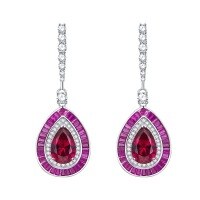 wholesale Sterling Silver Zhuo Zhifan Jewelry New 3ct Teardrop 8*12 Pigeon Blood Red High Carbon Diamond Earrings, European and American Ins Luxury Earrings-E213 Red Diamond 925 Silver