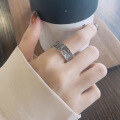 wholesale S925 silver retro antique heavy workpattern exaggerated style wide band design matte open ring-0-3