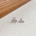 wholesale S925 Sterling Silver Fashion Love Heart Inlaid Zircon Clover Ear Studs Korean Style Sweet and Exquisite Earrings Wholesale Gift-0-1