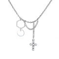 wholesale S925 Sterling Silver Korean-style Geometric Hexagon Dot Cross Beaded Chain Creative Unisex Necklace-0-4