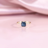 wholesale S925 sterling silver high-end 125/3 carat ring with natural topaz large main stone, petite square ring-1.25 carat natural London blue topaz ring  US size 7 (China size 15)