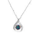 925 Silver Cross-Border Moissanite Necklace, 1 Carat Jumping Heart Pendant with Colorful Moving Waterdrop Moissanite-0-8