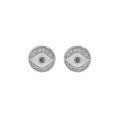 wholesale S925 Sterling Silver 098 Korean Version Ins Small Design Geometric Circle Evil Eye Inlaid Zircon Textured Stud Earrings for Women-0-4