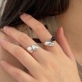 wholesale S925 Sterling Silver Open Heart Ring for Women, Korean Dongdaemun Summer New Arrival, Versatile High-End Niche Ring-0-3