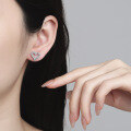 wholesale S925 Sterling Silver Moissanite Full Diamond Heart Stud Earrings, Minimalist Niche Hollow Heart Earrings, Elegant Heart-shaped Earrings-0-3