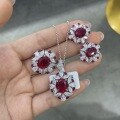 wholesale S925 Sterling Silver Ring for Women with Lab-Grown Ruby and Full Diamond Set, TikTok Live Hot Seller Direct from Manufacturer-0-4