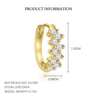 wholesale S925 Sterling Silver Geometric Square Minimalist Earrings For Women With Sparkling Zircon-E5022-Gold/Single 925 Silver