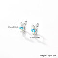 wholesale S925 Sterling Silver Cross-border Exclusive Matching Set of Bunny Earrings and Necklace, Adorable and Girly with Blue Zircon Inlay, Children's Style-0-6