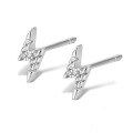 wholesale S925 Sterling Silver Ear Studs Lightning Setting Diamond Exquisite Small Stackable Minimalist Fashion Versatile Earrings Hot Selling in Europe and America-0-0