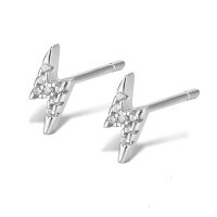 wholesale S925 Sterling Silver Ear Studs Lightning Setting Diamond Exquisite Small Stackable Minimalist Fashion Versatile Earrings Hot Selling in Europe and America-Silver 925 silver