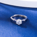 wholesale Sterling Silver Classic Six-Claw Moissanite Ring for Women with Free Engraving, 1 Carat Moissanite Micro-Paved Engagement Proposal Ring-0-2