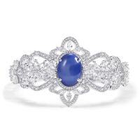 wholesale S925 Sterling Silver European and American Style Cross-Border Natural Topaz Bracelet with Star Sapphire and Ruby Crystal Luxury Bracelet-Cultivated Star Sapphire Bracelet