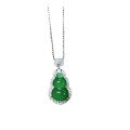 wholesale S925 Sterling Silver Full-body Pure Silver Green Chalcedony Gourd Necklace Imperial Green Agate Buddha Bead Necklace Exquisitely Inlaid New Chinese Style Wholesale-0-4