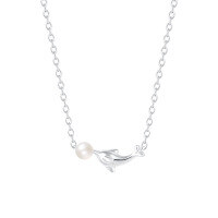 wholesale S925 Sterling Silver Cross-border Dolphin Ballpoint Pen Necklace For Women, Elegant And Versatile-A3703-Silver 925 Silver