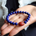 wholesale Metal material first: Natural Lapis Lazuli 8mm Old Mine Material Imperial Blue Single Strand Bracelet Imperial Blue Round Bead Bracelet Live Streaming Supply Chain-0-1