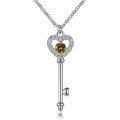wholesale 925 Sterling Silver Zircon Birthstone Pendant Heart Key to Love Necklace European and American Cross-Border Fashion Necklace-0-12
