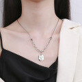 wholesale S925 Sterling Silver Geometric Patchwork Sweet and Edgy Minimalist Vintage-inspired Trendy Necklace-0-3