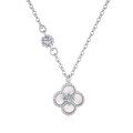 wholesale S925 Sterling Silver Korean and Japanese Women's Necklace, Minimalist and Stylish, Versatile, Forest-inspired Four-leaf Clover Chic Collarbone Chain-0-6