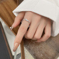 wholesale S925 Sterling Silver Twisted Rope Ring, Niche Luxury Hollow Design Adjustable Index Finger Ring with Premium Feel-0-1