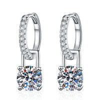S925 Sterling Silver Cross-border Two-Way Moissanite Stud Earrings Wholesale-[Super Sparkling Zircon] 1 carat + 1 carat  925 Silver
