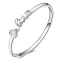 wholesale Metal Material: 925 Silver Love Heart Open Bangle for Women, Trendy Light Luxury Sweet Niche Design Minimalist Bracelet, Douyin Same Style-0-4