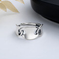 wholesale S925 Sterling Silver Hollow-Out Polished Pig Nose Ring Ins Japanese Korean Fashion Punk Design Index Finger Ring for Women-0-1