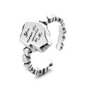 wholesale S925 Sterling Silver Korean-style Creative Small Square Ring Holder Irregular Shape English Niche Trend Open Ring-0-4