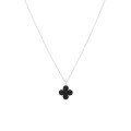 wholesale S925 Sterling Silver European and American Cross-Border Hot Selling Black Agate Four-Leaf Clover Collarbone Necklace Wholesale Ins High-End Feeling Jewelry-0-4