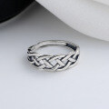 wholesale S925 Sterling Silver Woven Wrapped Ring Fashion Unique Niche Design Ins Trendy Punk Index Finger Ring for Women-0-1