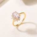 wholesale S925 Gold-Plated Oval Moissanite Ring for Women, Petal Design, Light Luxury Style, Commemorative Gift, Best-Seller-0-1
