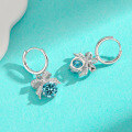 wholesale S925 Sterling Silver Cross-Border Moissanite Colorful Diamond Bow Full-Drop Earrings, Luxury High-End Fashion Earrings for Women-0-13