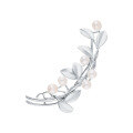 wholesale S925 Sterling Silver Shell Pearl Leaf Brooch Exquisitely Luxurious Elegant Vintage High-End Accessory Pin-0-0