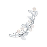 wholesale S925 Sterling Silver Shell Pearl Leaf Brooch Exquisitely Luxurious Elegant Vintage High-End Accessory Pin-brooch