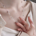 wholesale S925 Sterling Silver Creative Splicing Polished Waterdrop Spaced Necklace, Korean Style Ins Trendy Delicate Collarbone Chain-0-1