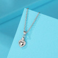wholesale 925 Sterling Silver Pendant Korean Style Necklace with Micro-Inlaid Zircon Heart Pendant Women's Collarbone Chain TEMU Best-Selling Accessory-0-3