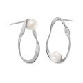 wholesale S925 Sterling Silver Korean Version Minimalist and Elegant Hollow Oval Pearl Inlaid Earrings for Women-0-5