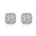 wholesale Pt950 plated S925 sterling silver moissanite stud earrings for women, factory wholesale in stock-0-4