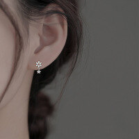 wholesale S925 Sterling Silver Korean Style Diamond-Inlaid Floral Stud Earrings Minimalist Versatile Commuter Women's Ear Jewelry M0362-S925 silver pair gold 925 silver