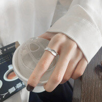 wholesale S925 Sterling Silver Trendy Euro-American Cross-Border Geometric Irregular Open Ring Design Versatile Index Finger Ring-1147J/matt 3.6g opening adjustable
