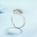 wholesale S925 Sterling Silver Square Sugar Heart 2-Carat Moissanite Ring, Trendy and Unique Small Niche Style Ring, In Stock-0-2