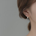 wholesale S925 Silver Ear Studs, Korean Style Small Freshwater Cultured Pearl Hollow Heart Earrings G8950-0-2