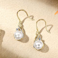 S925 Silver Freshwater Pearl Spoon Design French Luxury Ear Hooks, Simple and Elegant-0-7