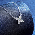 Sterling Silver Moissanite X-Shape Necklace, Minimalist Wholesale Design-0-0