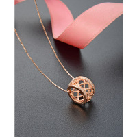 wholesale S925 Sterling Silver Hollow-Out Small Waist Pendant Necklace for Women, Light Luxury Niche Design Neck Chain with Elegant High-End Sense, Versatile Collarbone Chain-Rose gold single pendant - chain sold separately 925 silver