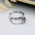 wholesale S925 Sterling Silver Creative Letter Link Chain Small Lantern Red Zircon Ring New Korean Style Index Finger Ring for Women-0-1