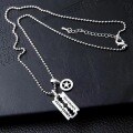 wholesale S925 metal blade pentagram necklace women's long pendant chain hip-hop retro trendy accessory for students and couples-0-1
